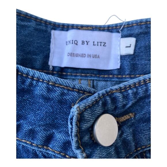 Uniq by Litz Women’s Button Fly Dark Wash Wide Leg Hi Waist Size L W30 Jeans - Picture 5 of 9